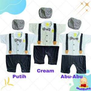 Akachan Baju Bayi Laki 0 sampai 6 Bulan Romper Tuxedo  Dasi Baju Pesta  Kostum Bayi Lucu Gemoy