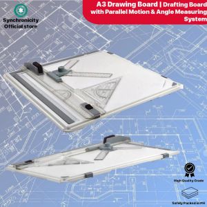 A3 Drawing Board by Synchronicity | Technical Drawing Surface with Built-in Rulers | Utility Tool Acrylic Template A3 Technical Drawing Board | with Multiple Rulers or Architecture Engineering | Professional with Parallel Motion Adjustable | New Release