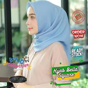 Kerudung Polos Bella Square Or1 Bahan Adem Nyaman dipakai