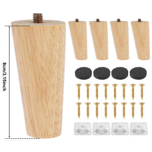 4Pcs Wooden Furniture Legs Solid Furniture Feet Oblique/Straight Table Feet Non-slip Sofa Bed Replacement Feets 8/15/20/25cm
