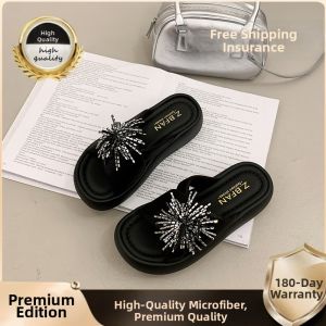 ZHENMO | Crystal Decorated Thick Sole Summer Sandals 34