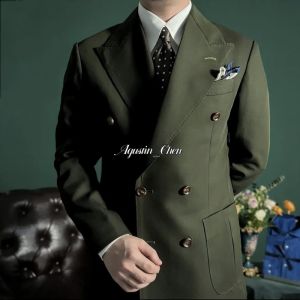 British High-End Casual Double-Breasted Suit Outwear Mens Business Fashion High Quality Silm Accessible Luxury Non-Ironing Suit Fashion