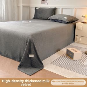 NAIYOUCHENG | Thickened Hacci Coral Fleece Fitted Sheet Set