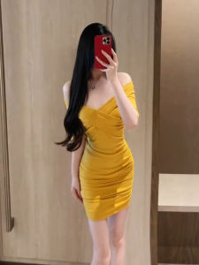 CHANGTONG | Off-Shoulder Slim Fitted Bandage Dress Summer