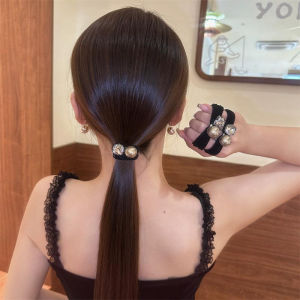 Refined and Simple Rhinestone Low Bun High Elasticity Durable Ponytail Love Pearl Female Korean Hair Band Fancy