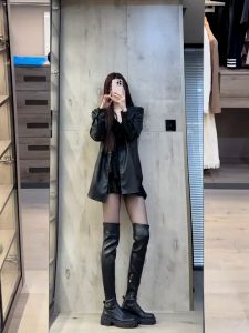 high top boots knight boots womens thick soled long boots slim fitting over knee boots