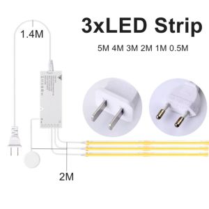 Touch Control Sync COB LED Strip With EU/US Plug Power Supply Under Cabinet Light for Kitchen Closet Showcase Bedroom Decor