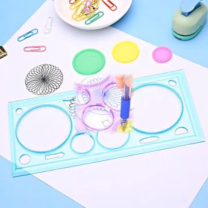 ไม้บรรทัดวาดลวดลาย บรรทัดรูปทรงเรขา วาดรูปดอกไม้ สวยงาม ฝึกสมอง ruler set พร้อมส่ง