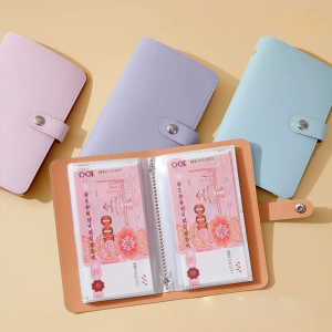 Thử Thách Tiết Kiệm Tiền 100 Ngày Sổ Tiết Kiệm Sách Lưu Trữ Tiền Mặt Bằng Da PU Chất Lượng Cao Túi Kết Dính Mềm Mại Và Trong Suốt