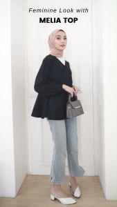 Ghanimi - Melia Top / Polos Lengan Panjang / Atasan Wanita Korean Style