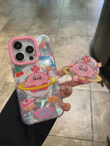 Cute Cartoon Star Kirby Phone Case for Apple Iphone 15 pro Max 14 pro with Magnetic Stand 13 New Model Protective Cover Max Original Niche High-end Feel Women
