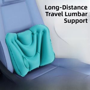 Portable Inflatable Lumbar Support Pillow for Long Distance Travel Airplane Carriage High Speed Railway Pressure Relief Cushion