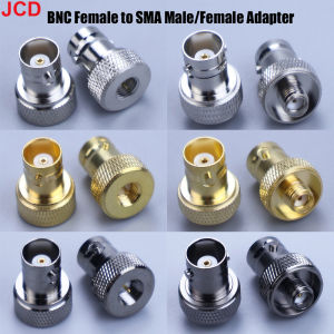 JCD 1pcs Radio Frequency Adapter BNC (Q9) Female to SMA Male Adapter BNC/SMA-KJ Disc Nickel Plated