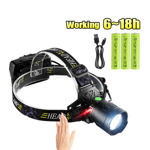 Powerful Headlamp Led rechargeable Head Flashlight Telescopic Zoom 2000m Headlight Led Head Torch for Fishing Camping