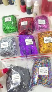 Serat CARBON FORGED Chopped Premium Warna HITAM BLACK Metallic Elegant Potongan KECIL Cacahan HALUS Carbon Venom Karbon Fiber Kevlar Skotlet