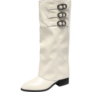 Agsdon | Womens Tall Boots French Pointed Toe Wrinkle Cuff Matching Style 2026 New Fall