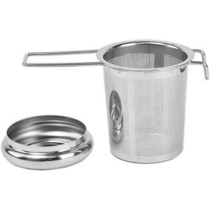 304 Stainless Steel Tea Drain with Lid Tea Strainer Collapsible Double Handle Tea Strainer Suitable for office Tea Brewer