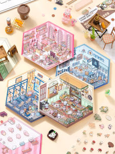 3D Sticker Scenic Decoration Stress Relief Fun Miniature Scene Korean Style Small House Scrapbooking Material Decoration