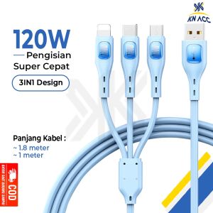 [KN ACC] KABEL DATA CHARGER TYPE C / MICRO USB L MACARON 120W FAST CHARGING 3IN1 KD43