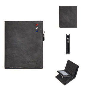 Baellerry | Baellerry Mens Vintage Luxury Leather PU Wallet Zipper Short Money Purse with Coin Pocket ID & Credit Card Holder