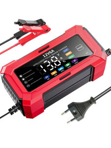 Color Screen 12V 6A Car and Motorcycle Battery Charger Lead-acid Lithium Battery Charger EU Plug Automatic Stop When Fully