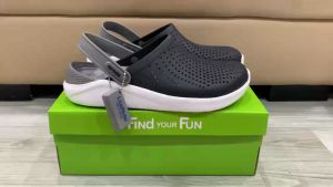 Giày sục crocs chuẩn xịn chống hôi chân nhựa tế bào êm mềm bền đi mưa lội nước đi biển literide màu đen trắng