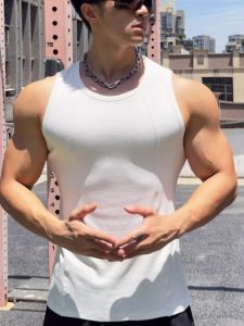 เสื้อกั๊กออกกำลังกายสำหรับผู้ชาย แขนกุด ระบายอากาศได้ดี ยืดหยุ่น วิ่ง ออกกำลังกาย ยกน้ำหนัก โชว์กล้ามเนื้อ ผ้าฝ้าย ระบายเหงื่อได้ดี แห้งเร็ว ระบายอากาศได้ดี