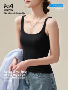 MiiOW | Áo ba lỗ không tay màu đen cho nữ MiiOW Cat Person Áo ba lỗ cotton cổ chữ U mùa hè 2025 Áo ba lỗ cotton ôm vừa vặn