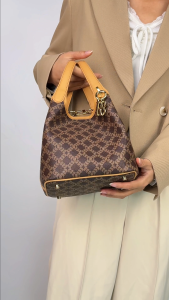 Royal Bagger Signature Coated Canvas & Vegetable-Tanned Cowhide Leather Bucket Bag Casual Handbag for Women Tote Bags 4260