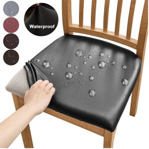PU Leather Seat Covers Chairs Stretch Waterproof Dining Covers Wedding Party Extendable Cushion Slipcover Protector