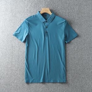 Ice Sensation Smooth Seamless Glue Cotton Polo Shirt Casual Turn-down Collar Short Sleeve Pure Color Business Versatile Summer