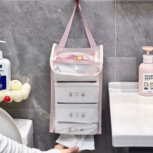 YESPERY Hanging Tissue Storage Bag Wall Mounted Organizer Bathroom Kitchen Large Capacity Waterproof Tissue Holder