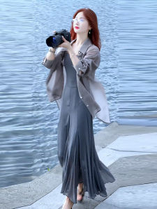 Bộ Váy Hai Mảnh Thời Trang Mùa Hè Mới Cho Nữ Áo Chống Nắng Và Váy Dài Váy Ngắn Chữ A Chất Liệu Polyester Dáng Ôm