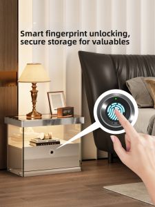 Small Multifunctional Bedside Table with Lock and Modern Design