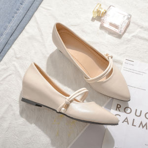 Mary Jane Womens Shoes Fall 2025 New Soft Bottom mid Heel Pointed Toe Heightening Slip-On Fashion Single Shoes Korean Style