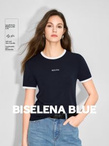 BEIQIANI | Color Block TENCEL Short Sleeve T-shirt