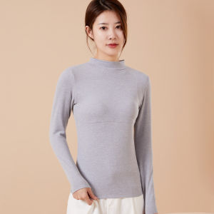 Thickened Fleece Warmth Bralette Womens Half High Collar Underwear with Chest Pad Medium Neck Base Shirt Autumn Top Single Piece