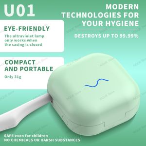 AiQUE KR/JP UV Toothbrush Sterilizer Wireless USB Fast Drying Mini Portable Brush Disinfector Rechargeable Sanitizer Holder