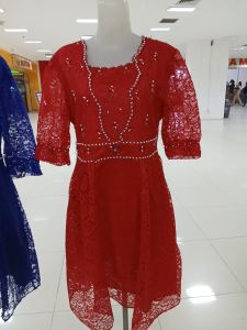 654 MIDI DRESS FULL BROKAT MIX PAYET WARNA MERAH BIRU OREN PEACH LEHER SQUARE SIZE L 3L LD 100 110 PJG 110 DRESS PESTA DRESS BROKAT NATAL