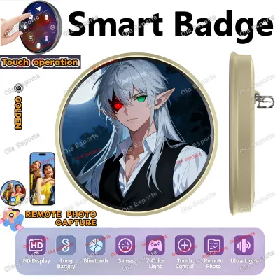 1.85inch Dynamic E-Badge HD Touchscreen Digital Photo Display Brooch Electronic Badge Anime Pins For Fans Gift Boys Girls