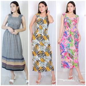 Dress Kerut Bali Panjang / Daster Wanita Smok Motif