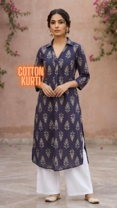 DEBAYU Nayo Cotton Straight Kurti Ethnic Prints Size S to 2XL Kurta Top only Malaysia