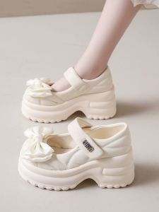 Womens Thick Bottom Heightening 9cm Platform Mary Jane Shoes Spring Autumn New Style Sport Casual Magic Tape Single Shoes