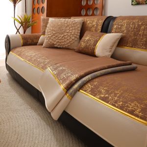 Golden Bronzing Velvet Anti-Slip Sofa Cover Four Seasons Couch Cushion Cover for Living Room Furniture Protector Sofa Towel