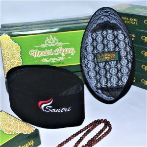 Songkok Santri Hitam Terbaru Peci Pria Anak Dan Dewasa Motif Bordir Logo Santri Salafi Tinggi 9