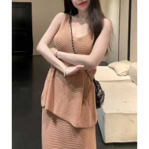 LIRUSHAN | Casual Sleeveless Dress Knit Vest Long Gray