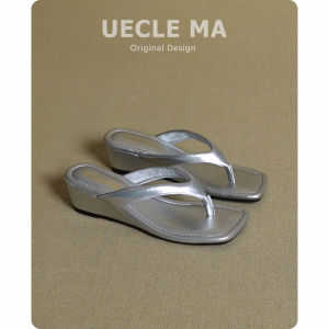 Leather French Wedge Toe-Clip Sandals