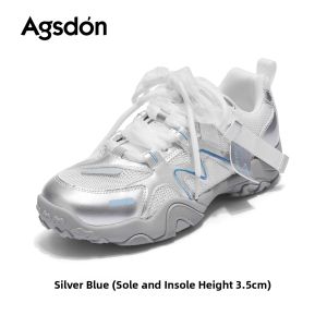 Agsdon | Silver Thick Bottom Breathable Versatile Leisure Trainers