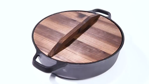 หม้อเหล็กหล่อ ด้ามจับคู่ 25 ซม. ก้นแบน สําหรับซุป สตูว์(HongKong60)