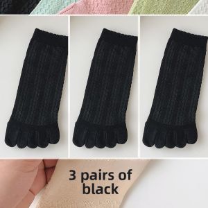 Three Fields Five Finger Net Eye Separated Toes Cotton Thin Absorbent Short Socks for Girls Summer Breathable Sweat Absorbing Socks